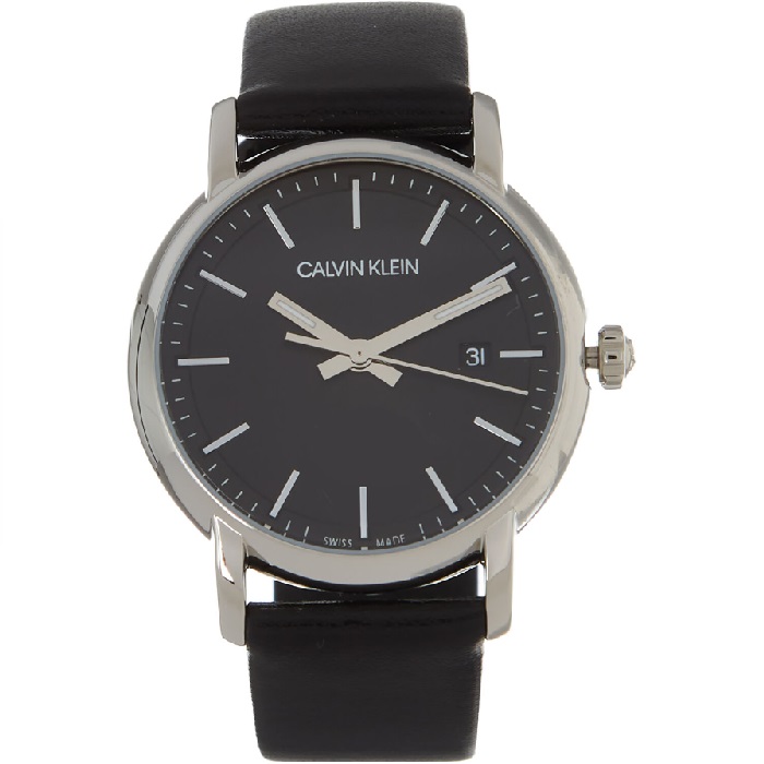 Дамски Часовник - CALVIN KLEIN Black Leather Analogue Watch